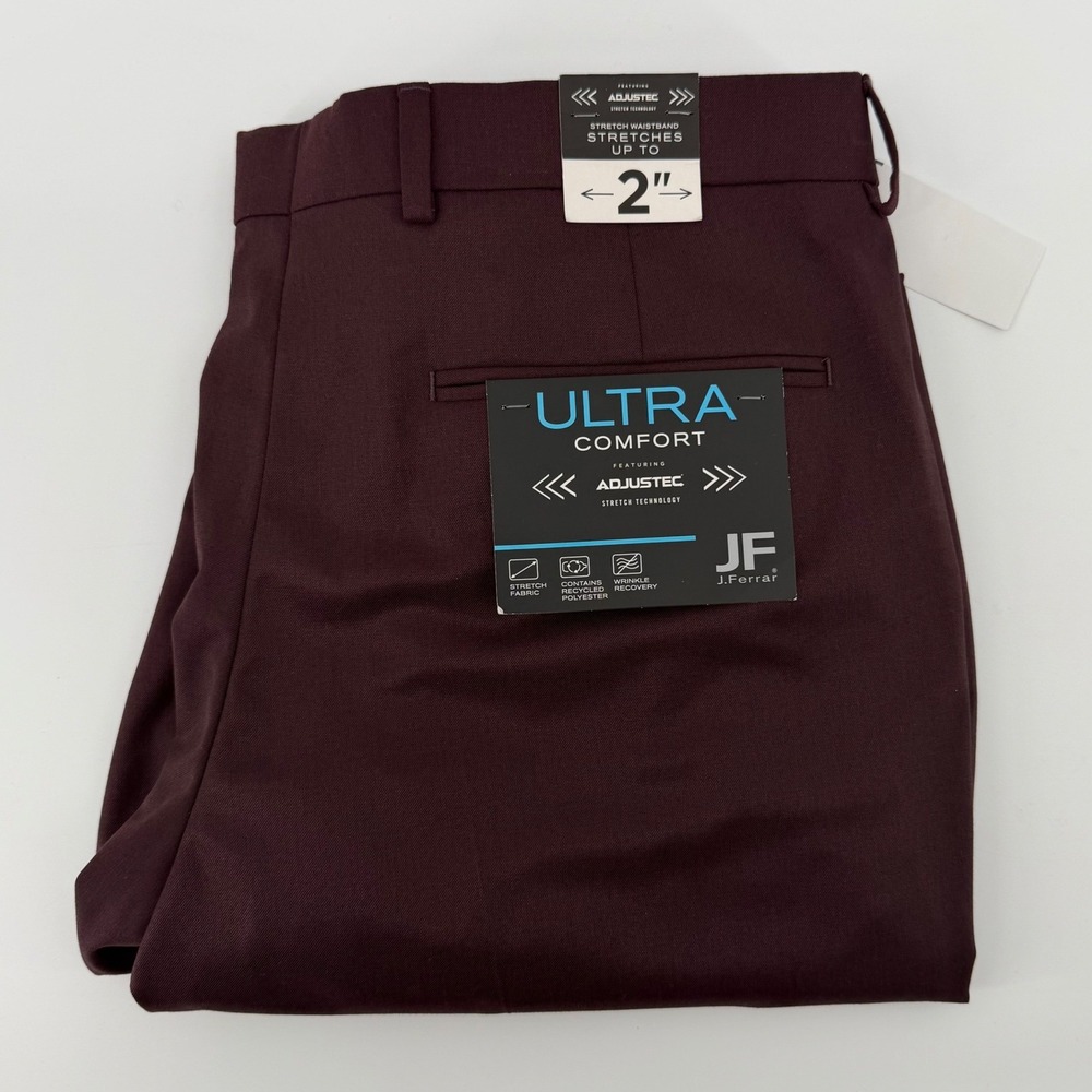 J. Ferrar Ultra Comfort Stretch Men's Dress Pants - Burgundy